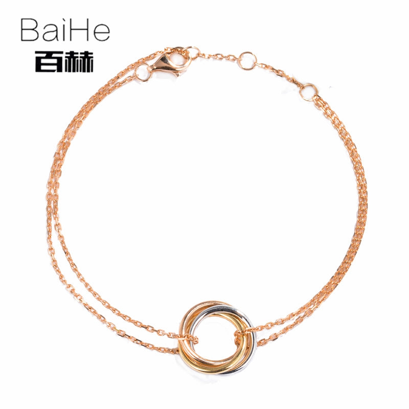 BAIHE Solid 14K Rose Gold Certified Anniversary Women Trendy Fine Jewelry Elegant unique gift Bracelet