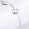 BAIHE Solid 14K White Gold 0.15ct Certified H/SI 100% Genuine Natural Diamonds Anniversary Women Trendy Fine Jewelry Bracelet