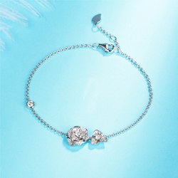 BAIHE Solid 14K White Gold 0.35ct Certified H/SI Genuine Natural Diamonds Anniversary Women Classic Fine Jewelry unique Bracelet