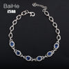 BAIHE Solid 14K White Gold 2ct Certified Oval 100% Genuine Natural Sapphire Wedding Women Classic Fine Jewelry unique Bracelet