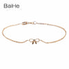 BAIHE Solid 14K Yellow Gold 0.02ct Certified H/SI 100% Genuine Natural Diamonds Anniversary Women Trendy Fine Jewelry Bracelet