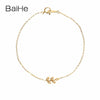 BAIHE Solid 14K Yellow Gold 0.03ct Certified H/SI 100% Genuine Natural Diamonds Wedding Women Trendy Fine Jewelry gift Bracelet