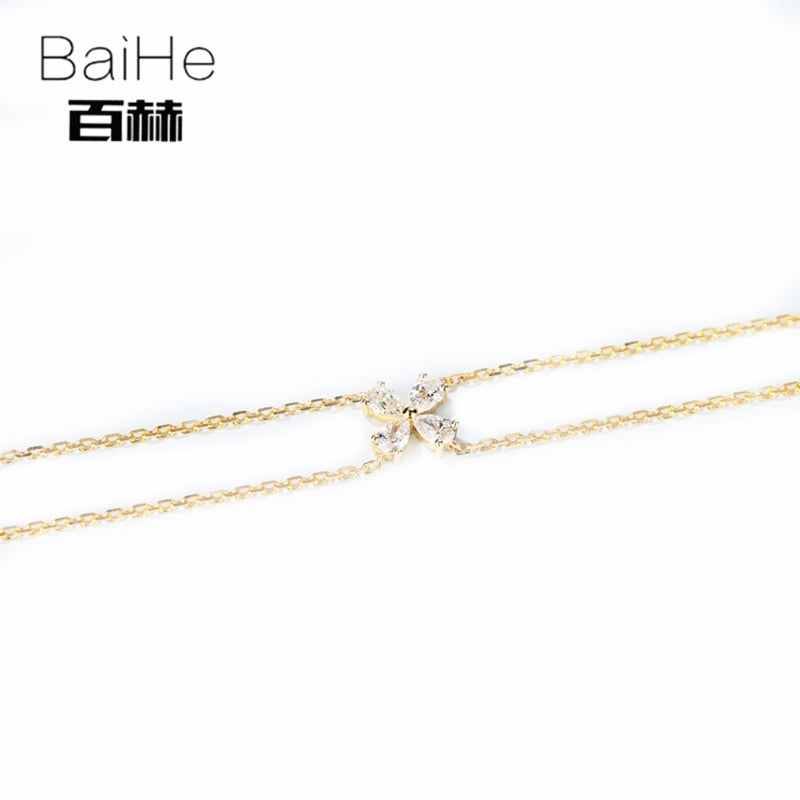 BAIHE Solid 14K Yellow Gold 0.33ct Certified H/SI 100% Genuine Natural Diamonds Wedding Women Classic Fine Jewelry gift Bracelet