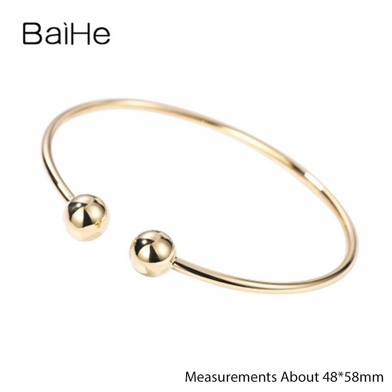 BAIHE Solid 14K Yellow Gold(AU585) Wedding & Engagement Women Trendy Elegance Sweetness Fine Jewelry Gift Fashion Bracelets