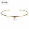 BAIHE Solid 14K Yellow Gold About 7.5mm 100% Genuine Natural pearl Wedding Women Trendy Fine Jewelry Gift Bracelet