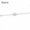 BAIHE Solid 18K Rose Gold(AU750) 0.11ct H/SI Round Full CUT 100% Genuine Natural Diamond Wedding Trendy Fine Jewelry Bracelet