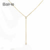 BAIHE Solid 18K Yellow Gold 0.10ct Certified H/SI 100% Genuine Natural Diamonds Wedding Women Trendy Fine Jewelry Gift Necklaces