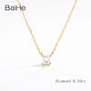 BAIHE Solid 18K Yellow Gold 0.10ct Certified H/SI Genuine Natural Diamond Women Vintage Fine Jewelry Elegant unique Necklaces
