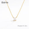 BAIHE Solid 18K Yellow Gold 0.10ct Certified H/SI Genuine Natural Diamond Women Vintage Fine Jewelry Elegant unique Necklaces
