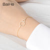 BAIHE Solid 18K Yellow Gold(AU750) 0.14ct H/SI Round Full CUT 100% Genuine Natural Diamonds Wedding Trendy Jewelry Gift Bracelet