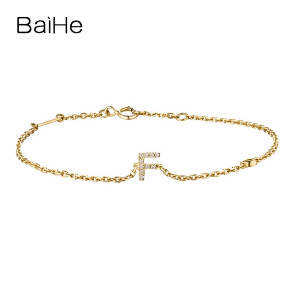 BAIHE Solid 18K Yellow Gold(AU750) Round Full CUT Genuine Natural Diamonds Engagement Gift Trendy Fine Jewelry Fashion Bracelet