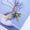 BALANBIU Crystal Necklace For Women Pineapple Flamingo Coconut Tree Pendant Necklace Gold Color Jewelry
