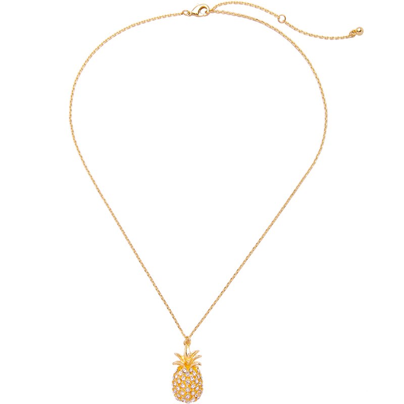 BALANBIU Crystal Necklace For Women Pineapple Flamingo Coconut Tree Pendant Necklace Gold Color Jewelry