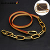 BAMADER Bag Chain Strap Vintage Gold Chain Straps For Bags Accessories Genuine Leather Vegetable Tanned Crossbody Shoulder Strap
