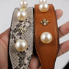 BAMADER Pearl Rivet Leather Adjustable Shoulder Strap Pearl Women Shoulder Crossbody Handbag Belts Bag Straps 104-117CM