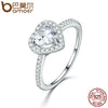 BAMOE Genuine 925 Sterling Silver Love Heart Finger Rings for Women With AAA Zircon Engagement Rings Fashion Jewelry SCR052