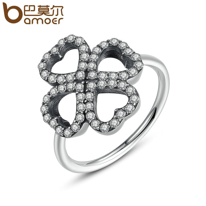 16mm Heart Clover Silver Color Finger Rings 3 Size Wholesale Cheap Ring for Women Fashion Jewelry PA7216