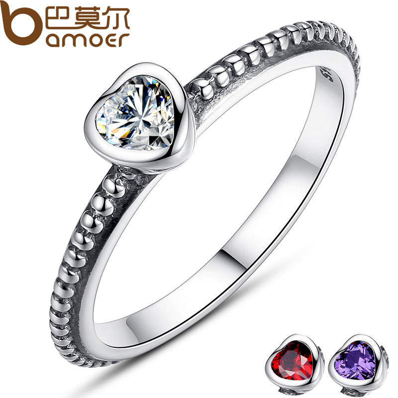 3 Colors Authentic 100% 925 Sterling Silver Ring Love Heart Ring Original Wedding Jewelry Gift For Mother PA7107