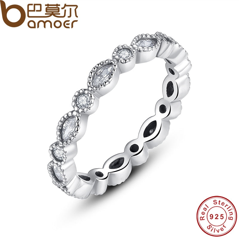 925 Sterling Silver All Brilliant Marquise Stackable Finger Ring with Clear CZ Original Fine Jewelry PA7130