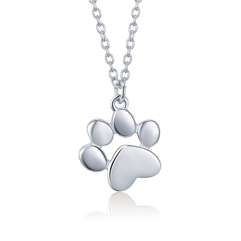 925 Sterling Silver Rose Gold Color Animal Footprints Dog Cat Footprints Necklaces Pendants Women Silver Jewelry SCN275-3