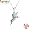 Authentic 100% 925 Sterling Silver Flower Fairy Long Necklace Women Pendant Necklace Sterling Silver Jewelry SCC359