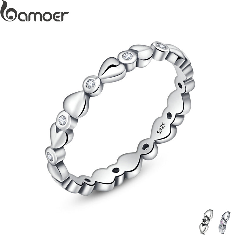 Genuine 925 Sterling Silver Classic Forever Love Heart Finger Rings for Women,AAA Zircon Engagement Jewelry SCR043