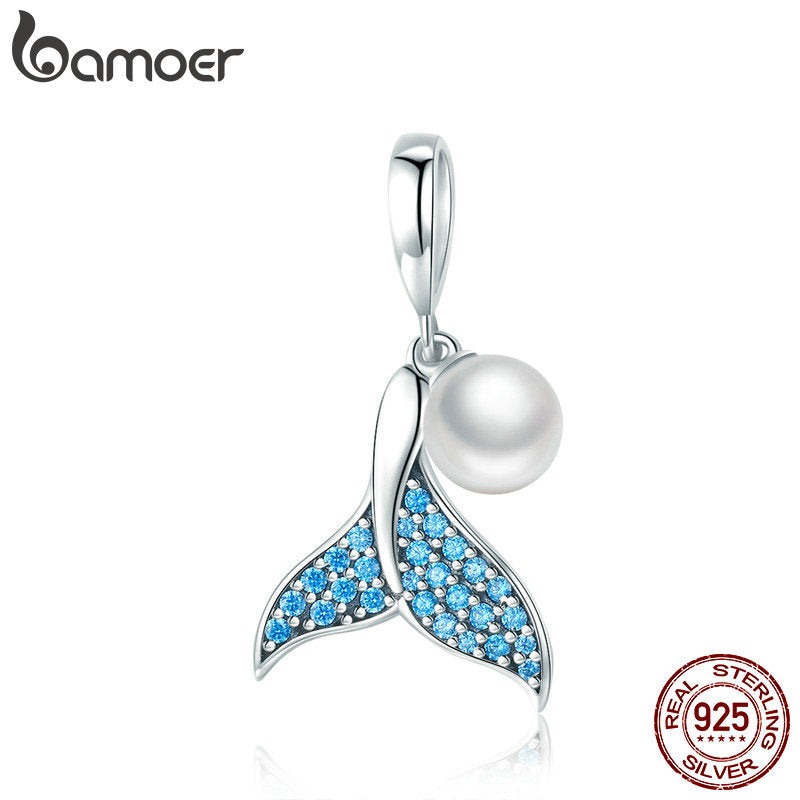 BAMOER-Genuine-925-Sterling-Silver-The-Mermaid-s-Tail-Freshwater-Pearl-Pendant-Charm-fit-Charm-Bracelet