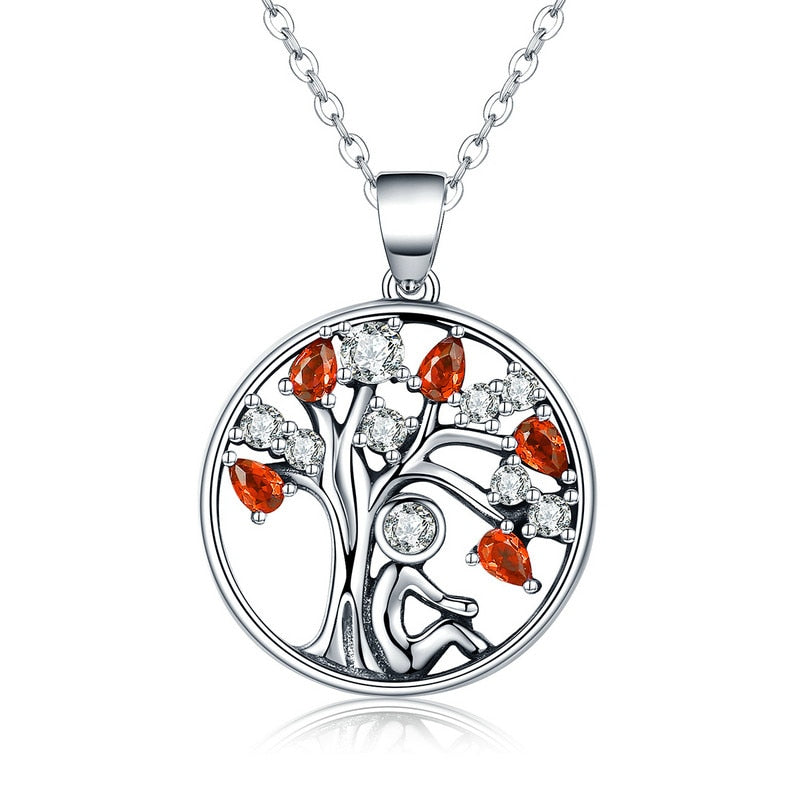 BAMOER Hot Sale 100% 925 Sterling Silver 2 Color Tree of Life AAA Zircon Pendant Necklaces for Women Jewelry Brincos SCN203