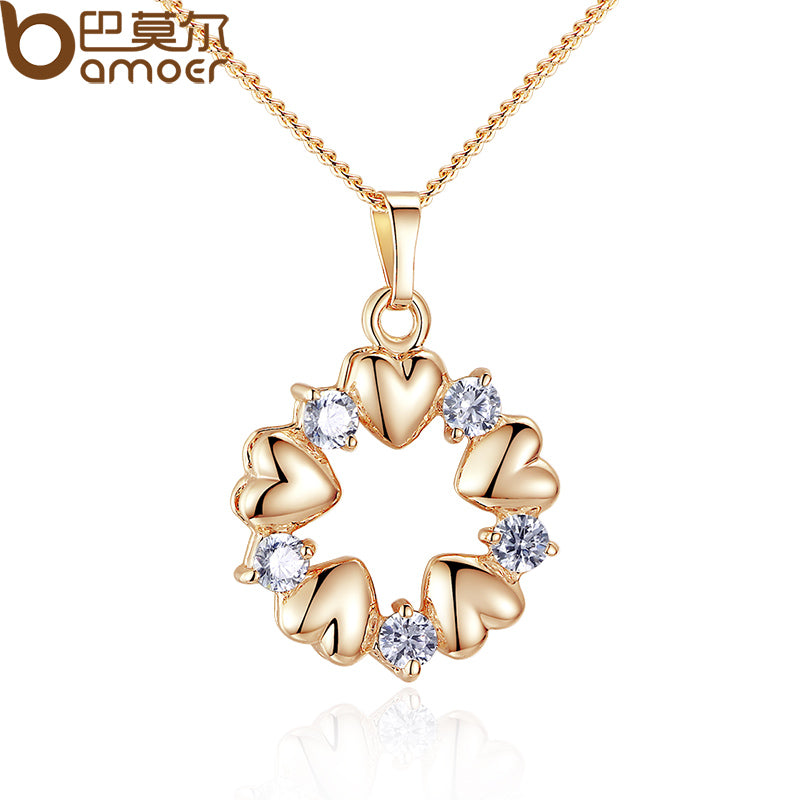 Luxury  Gold Color Heart Necklaces & Pendants with AAA Zircon For Women Anniversary Jewelry JIN018