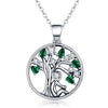 Popular 925 Sterling Silver Rely Tree of Life Pendant Necklaces Clear Green C Women Fashion Jewelry Brincos Gift SCN094