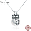 Real 925 Sterling Silver Crown of Frog Prince Imitation Pearl Pendant Necklace Women Sterling Silver Jewelry SCN198