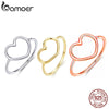 BAMOER Sterling Silver 925 Simple Minimalist Heart Finger Rings for Women Wedding Engagement Statement Jewelry SCR641