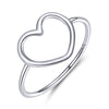 BAMOER Sterling Silver 925 Simple Minimalist Heart Finger Rings for Women Wedding Engagement Statement Jewelry SCR641