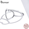BAMOER Sterling Silver 925 Simple Minimalist Heart Finger Rings for Women Wedding Engagement Statement Jewelry SCR641