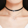 BAMOER Trendy Double Layer 925 Sterling Silver & Black Braid Bar Square Chokers Pendant Necklaces Femme Collar Jewelry SCN080