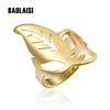 2020 New Stainless Steel Ring Hollow Leaf Design Gold Color Rings For Women Party Wedding Fashion Female Jewelry