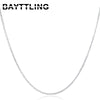BAYTTLING 925 sterling silver 16/18/20/22/24/26/28/30 inches 2MM Full Sideways Chain Necklace For Women Men Gift Jewelry