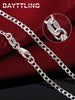 BAYTTLING 925 sterling silver 16/18/20/22/24/26/28/30 inches 2MM Full Sideways Chain Necklace For Women Men Gift Jewelry