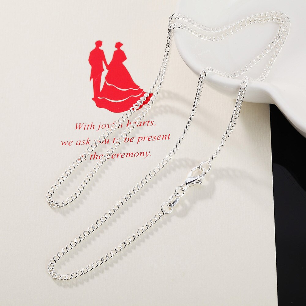 BAYTTLING 925 sterling silver 16/18/20/22/24/26/28/30 inches 2MM Full Sideways Chain Necklace For Women Men Gift Jewelry
