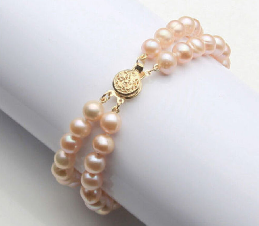 BEAUTIFUL NATURAL ROUND 9-10MM SOUTH SEA GENUINE PINK PEARL BRACELET