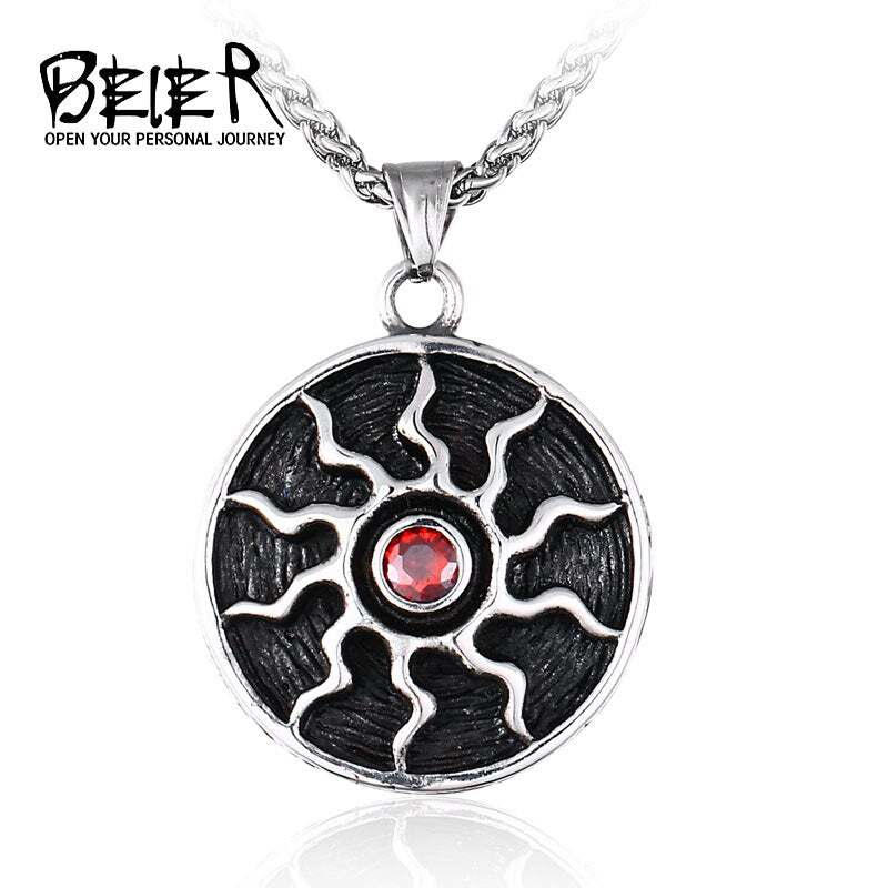 BEIER 316l Stainless steel Sun pendant necklace with red store unique style for man jewelry gift LHP140