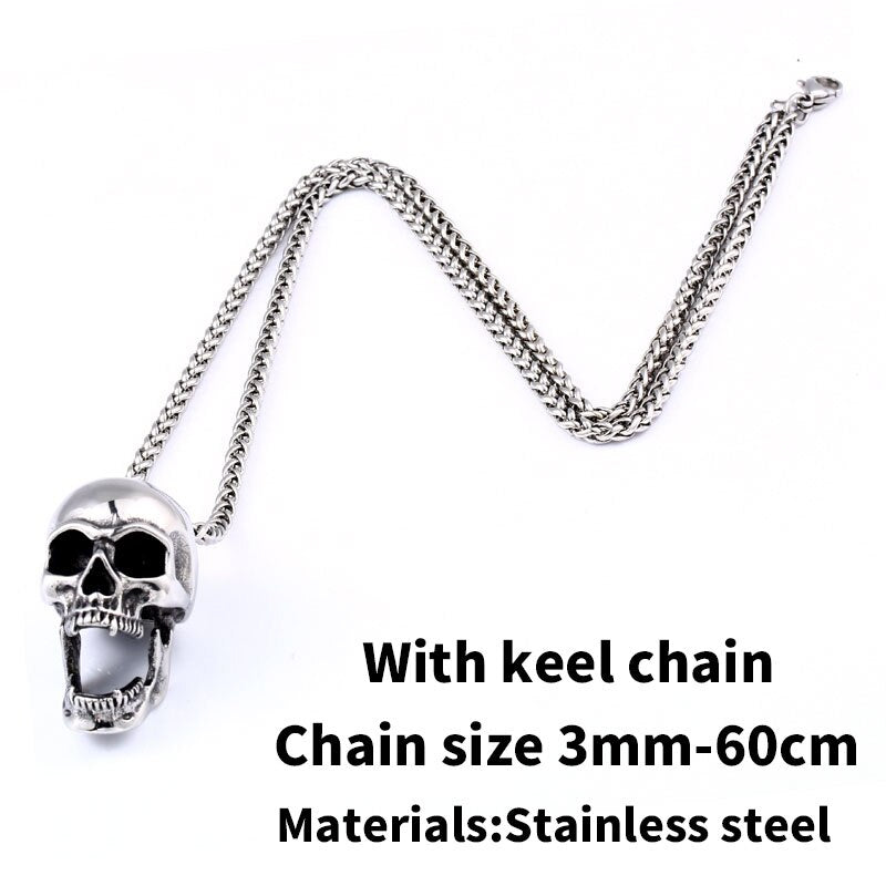 BEIER Bottle Opener 316l Stainless steel Skull Goat Head Pendant Necklace Biker Retro Vintage Hollowen Charm Jewelry BP8-461