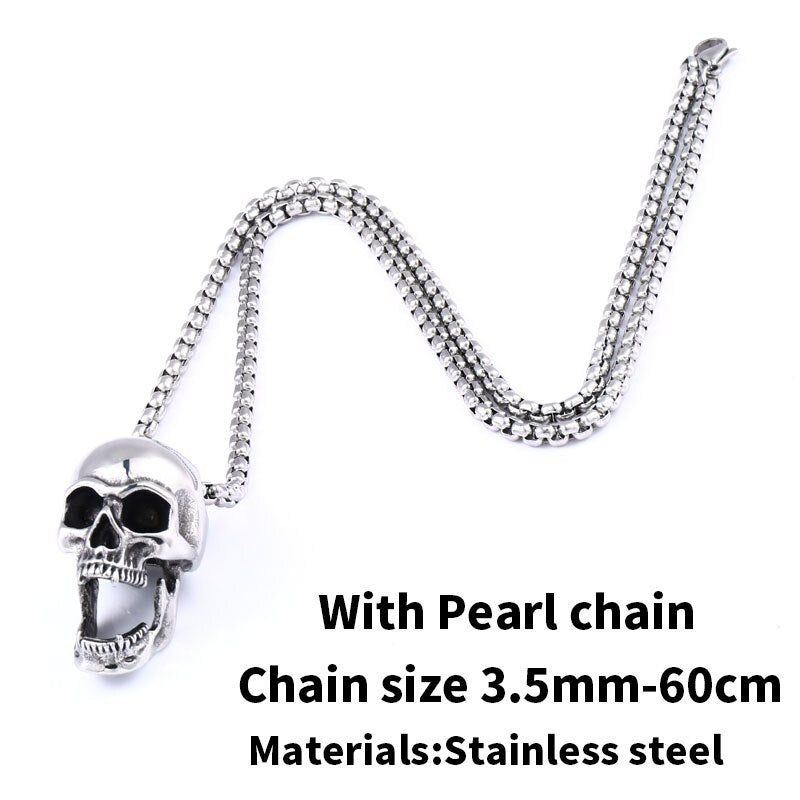 BEIER Bottle Opener 316l Stainless steel Skull Goat Head Pendant Necklace Biker Retro Vintage Hollowen Charm Jewelry BP8-461