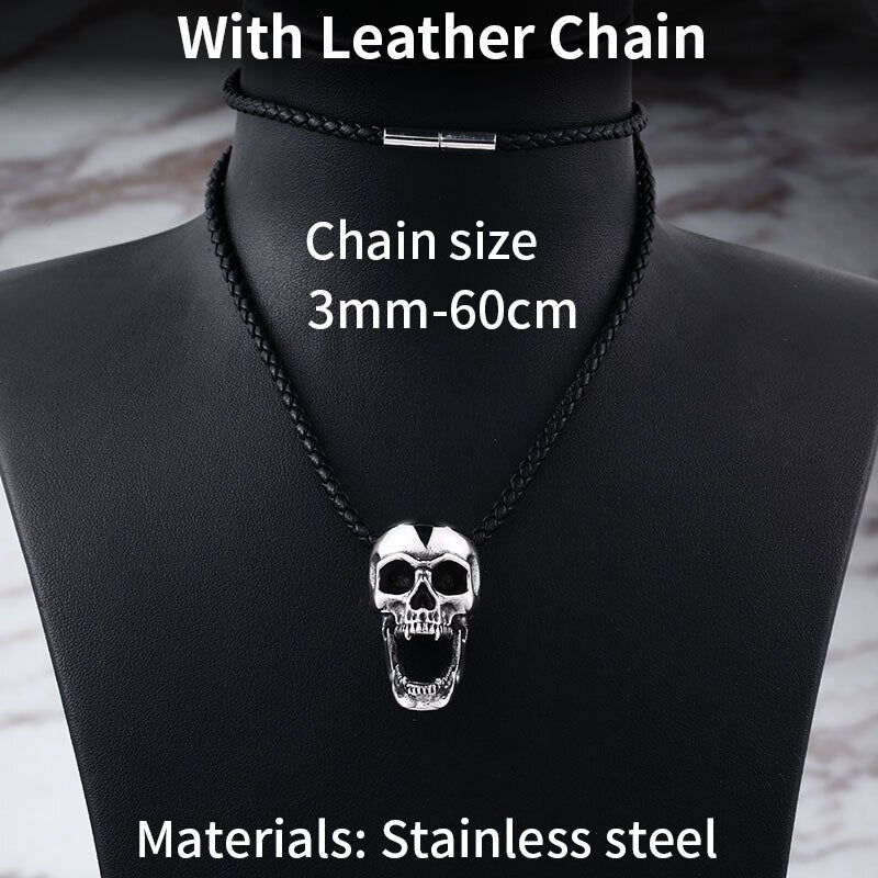 BEIER Bottle Opener 316l Stainless steel Skull Goat Head Pendant Necklace Biker Retro Vintage Hollowen Charm Jewelry BP8-461