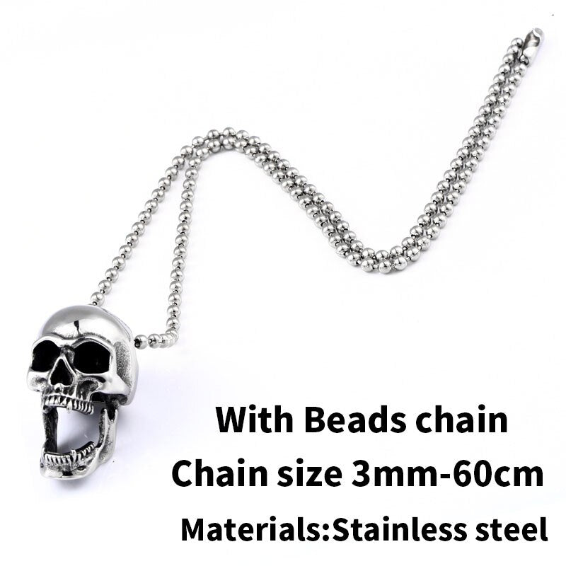 BEIER Bottle Opener 316l Stainless steel Skull Goat Head Pendant Necklace Biker Retro Vintage Hollowen Charm Jewelry BP8-461