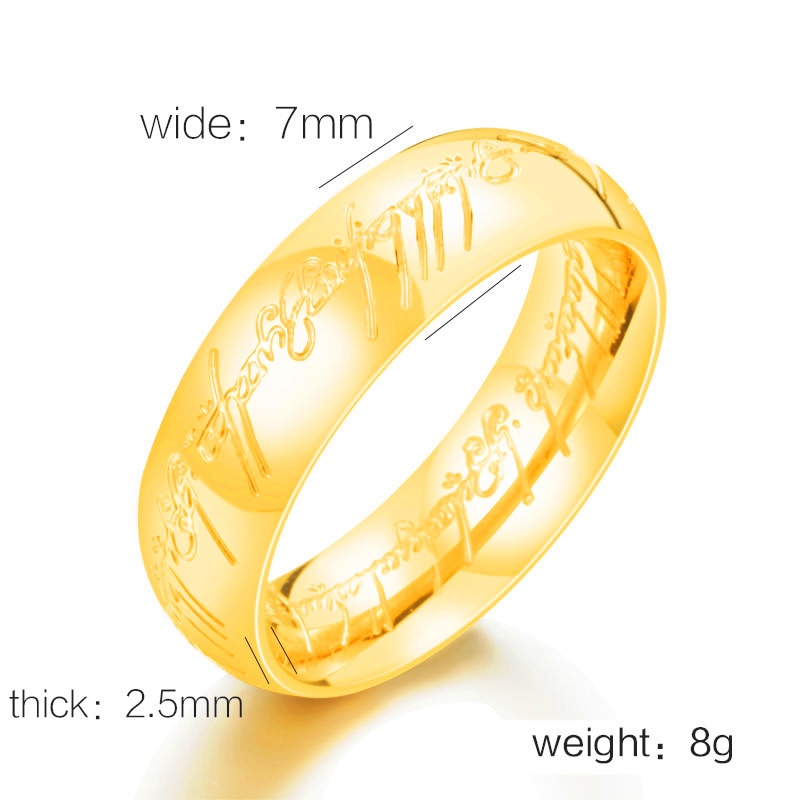 Gold Color Hobbit Gift Midi Ring Stainless Steel One Ring Of Power jewelry Lord of Ring Women and Men High Quality BR-R059