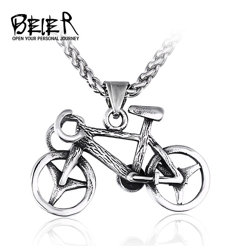 BEIER Good deatil Stainless Steel Necklace For Women Man Classic Bicycle Choker Pendant Necklace Engagement Jewelry Gift LHP124
