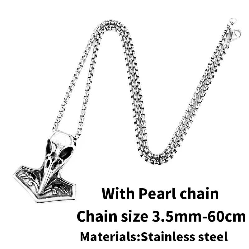 BEIER Norse Raven Viking pendant Necklace Crow Runes Thor Hammer Mjolnir Talisman Vintage Eagle Men Chain omen BP8-410