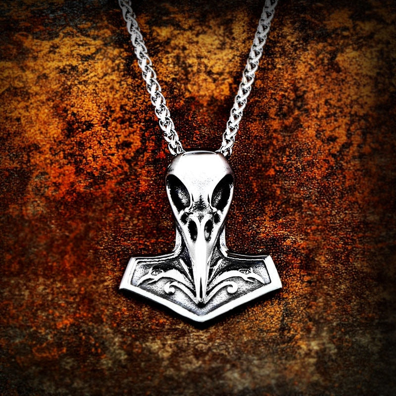 BEIER Norse Raven Viking pendant Necklace Crow Runes Thor Hammer Mjolnir Talisman Vintage Eagle Men Chain omen BP8-410