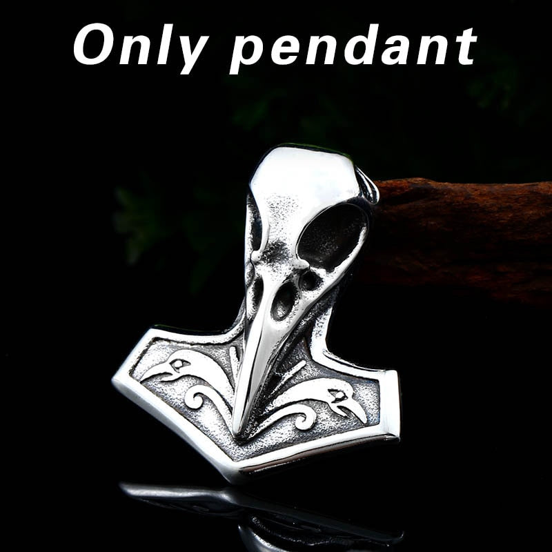 BEIER Norse Raven Viking pendant Necklace Crow Runes Thor Hammer Mjolnir Talisman Vintage Eagle Men Chain omen BP8-410